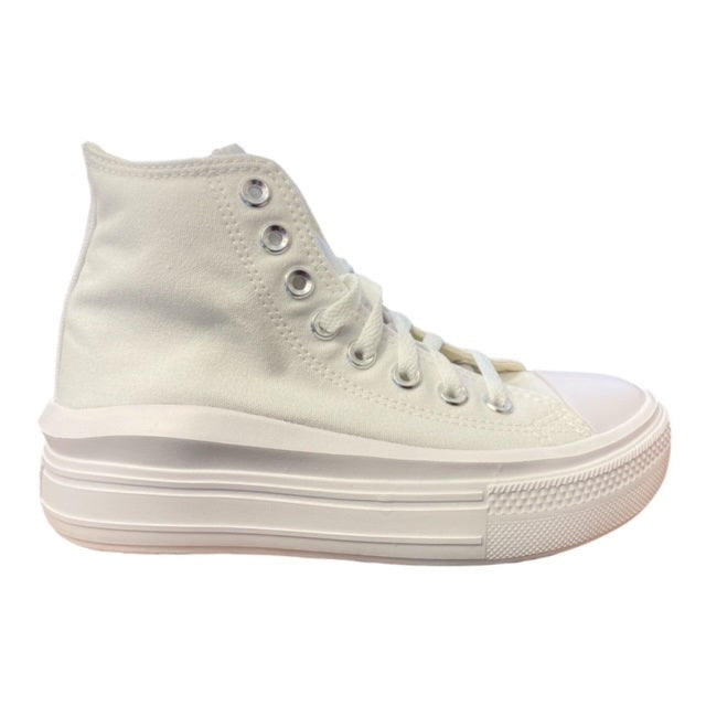 Sneakers Converse Chuck Taylor All Star Move 568498C bianco-avorio naturale-nero con platform rialzato per donna, design moderno e comfort