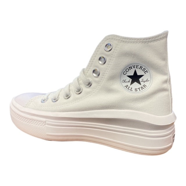 Sneakers Converse Chuck Taylor All Star Move 568498C bianco-avorio naturale-nero con platform rialzato per donna, design moderno e comfort
