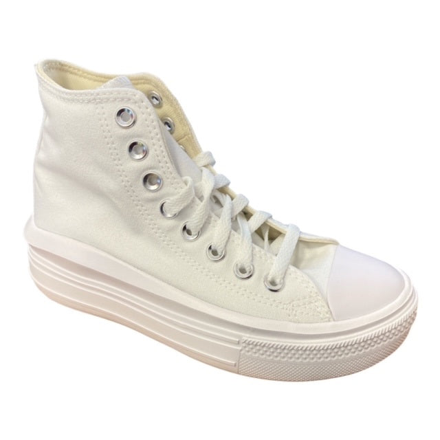 Sneakers Converse Chuck Taylor All Star Move 568498C bianco-avorio naturale-nero con platform rialzato per donna, design moderno e comfort