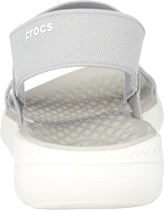 Crocs ciabatta saldalo da donna  LiteRide 205106-00J grigio chiaro dietro particolare logo