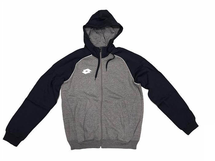 Felpa uomo Lotto Sweat FZ Delta Plus T5535 blu-grigio con cappuccio e cerniera intera avanti