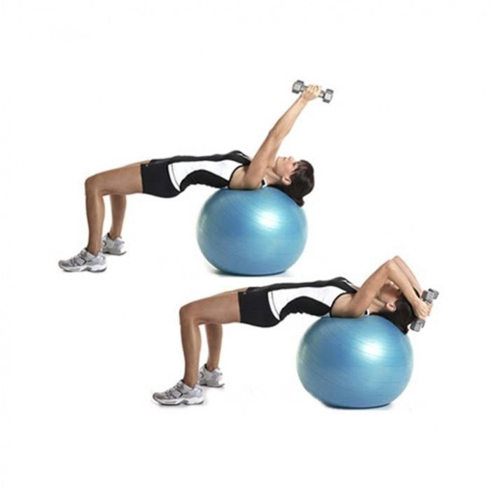 Gym Ball Contes 65cm colore azzurro in gomma antiscivolo per pilates, fitness e riabilitazione, taglia universale professionale, dimostrazione