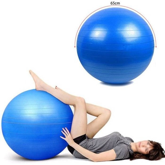 Gym Ball Contes 65cm colore azzurro in gomma antiscivolo per pilates, fitness e riabilitazione, taglia universale professionale, immagine
