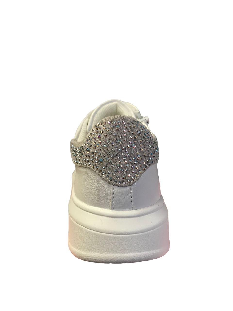 CafèNoir sneakers da ragazza con tomaia stampata laccio e cerniera laterale C-2080 white-silver