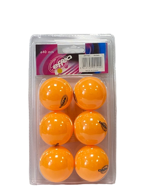 Effea Pallina da Ping Pong a 1 stella con diametro 40mm confezione da 6 palline arancio
