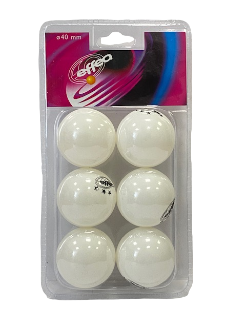 Effea Pallina da Ping Pong 3 stelle con diametro 40mm confezione da 6 palline bianco