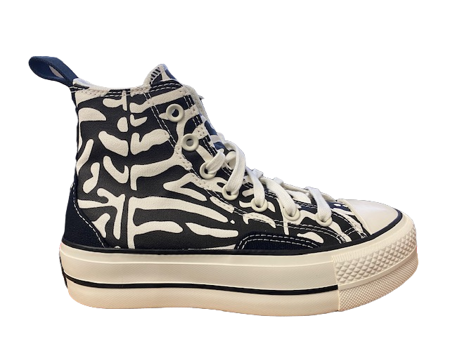 Converse scarpa sneaker alta con zeppa da donna Chuck Taylor All Star Lift HI A03713C nero beige