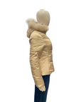 Yes Zee Giubbotto donna trapuntato con gilet staccabile con cappuccio e pelliccia eco J016QV00 0222 beige