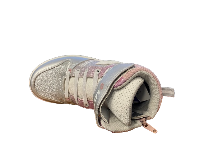 Lotto scarpa da ginnastica alta da ragazza Rocket AMF III Mid Glitter CL S 218170 9DX metal silver-white-pale mauve