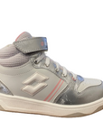 Lotto sneakers alta da bambina con zip e laccio elastico Roket AMF III Mid Metal 218172 9F2 mushroom gray-white-silver