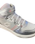 Lotto sneakers alta da bambina con zip e laccio elastico Roket AMF III Mid Metal 218172 9F2 mushroom gray-white-silver