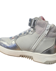 Lotto sneakers alta da bambina con zip e laccio elastico Roket AMF III Mid Metal 218172 9F2 mushroom gray-white-silver