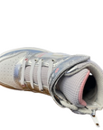 Lotto sneakers alta da bambina con zip e laccio elastico Roket AMF III Mid Metal 218172 9F2 mushroom gray-white-silver