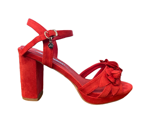 Xti scarpa da donna con tacco e decoro floreale seulla fascia Rolo 35044 rosso