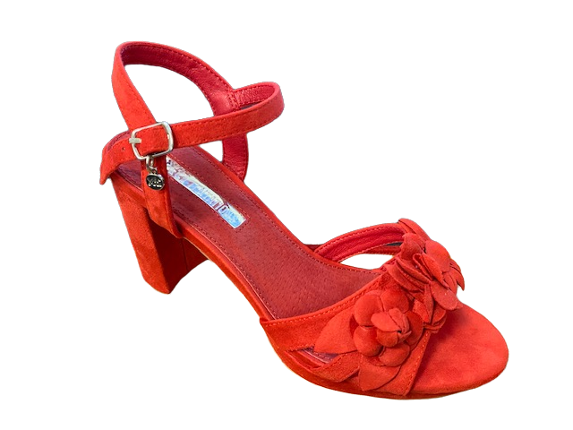 Xti scarpa da donna con tacco e decoro floreale seulla fascia Rolo 35044 rosso
