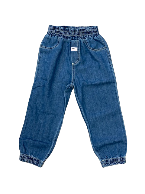 Hangar93 Pantalone da bambino in denim leggero con elastico al fondo e in vita Z2662B BLU03 blu