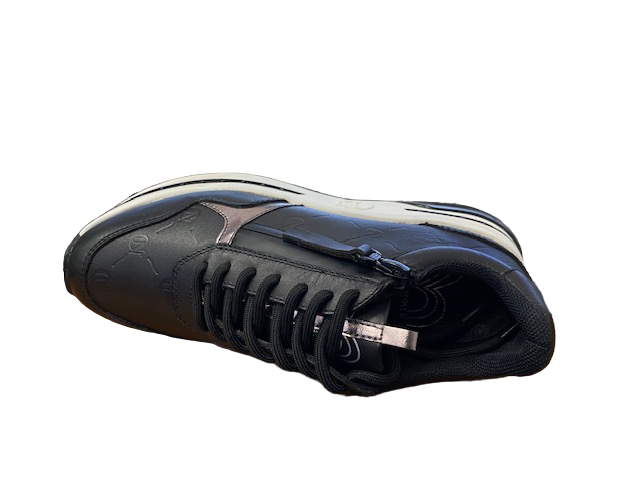 CafèNoir Sneakers da donna in pelle con cerniera C1DB1020 N001 nero