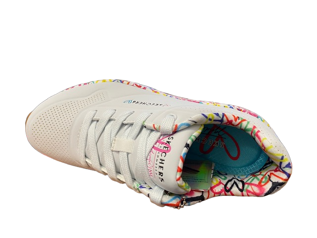 Skechers scarpa sneakers da donna Uno Loving Love 155506/WHT bianco