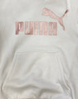 Puma Felpa da ragazza con cappuccio e tasca marsupio ESS+ 2 stampa logo grande 670310 12 bianco rosa