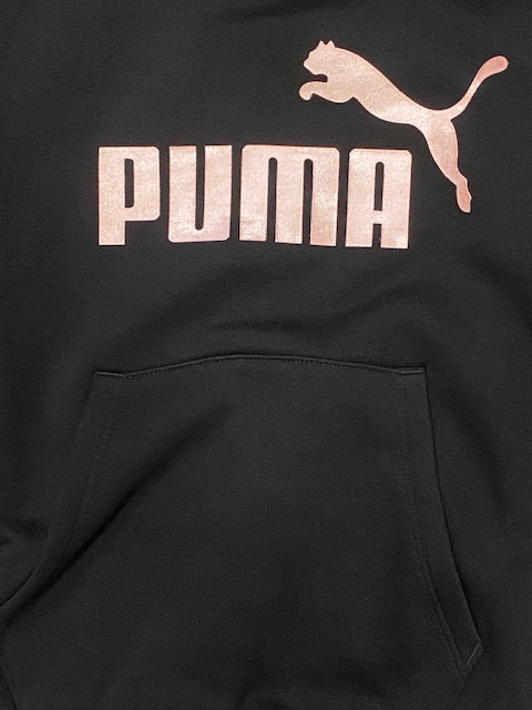 Puma Felpa da ragazza con cappuccio e tasca marsupio ESS+ 2 stampa logo 670310 11 nero rosa oro