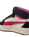 Puma scarpa sneakers da donna alta con zeppa Karmen Rebelle 387213 03 bianco nero rosa