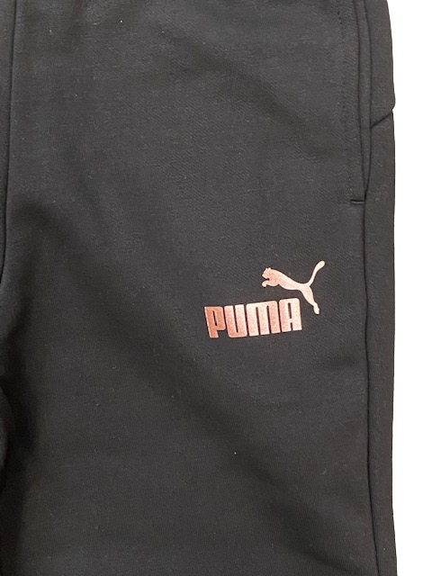 Puma pantalone in felpa da ragazza con polsino ESS+ Sweatpants FL cl G 672114 11 Black-Rose Gold