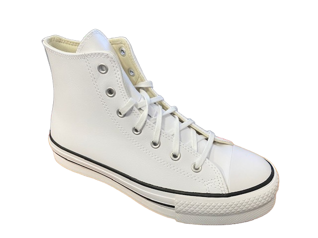 Converse sneakers alta in pelle sintetica con zeppa Chuck Teylor All Star Eva Lift HI A02486C bianco-nero