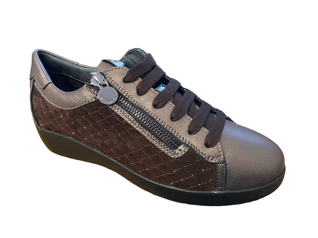 Stonefly sneakers da donna con trapunta e testa di spillo Paseo IV Laminated 218400 077 iron gray