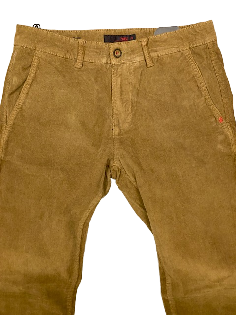 Trez Pantalone elasticizzato da uomo in velluto a coste piccole Prot-Cord T M45732 307 light brown