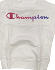 Champion Felpa girocollo da ragazza con stampa colorata 404514 WW001 WHT bianco