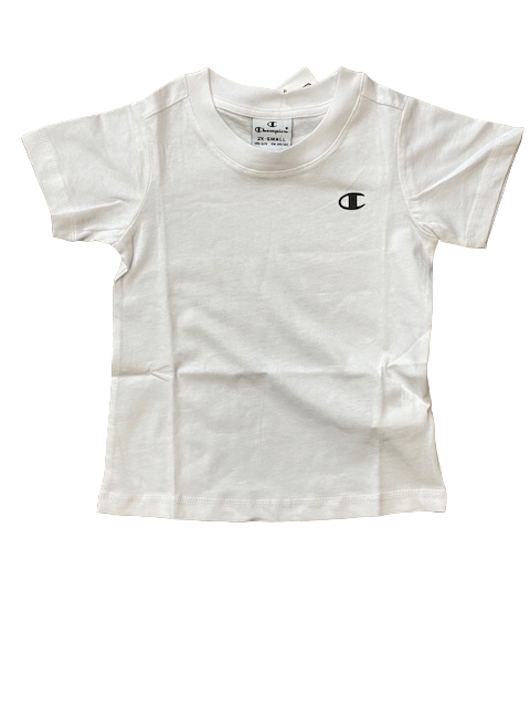 Champion 2T-shirt manica corta da ragazza Legacy American CLassics C Logo 404237 WW009 WHT/LVN bianco-glicine