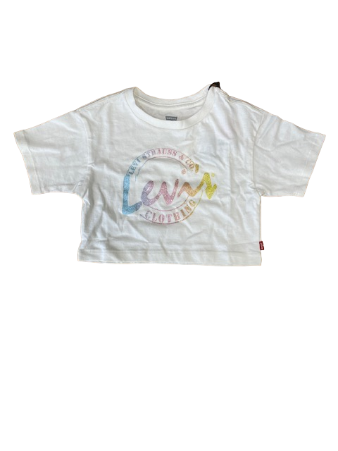 Levi&#39;s Kids T-shirt da ragazza Meet and Greet Script Tee 3EH190-W5I 4EH190-W5I white alyssum
