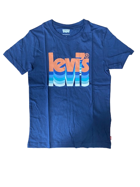 Levi&#39;s T-shirt da ragazzo manica corta Layered Poster Logo Tee 9EH892-BCF naval academy