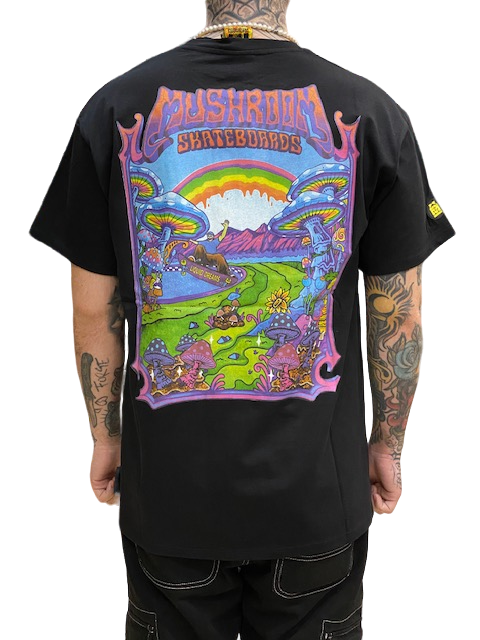 Mushroom T-shirt da uomo manica corta in cotone 12036-01 nero