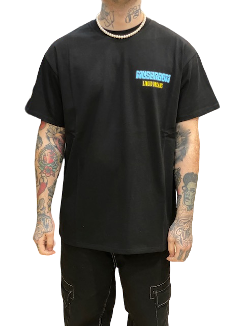 Mushroom T-shirt da uomo manica corta in cotone 12027-01 nero