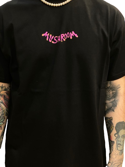 Mushroom T-shirt da uomo manica corta in cotone 12000-01 nero