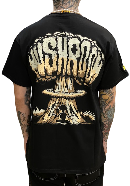 Mushroom T-shirt da uomo manica corta in cotone 12038-01 nero