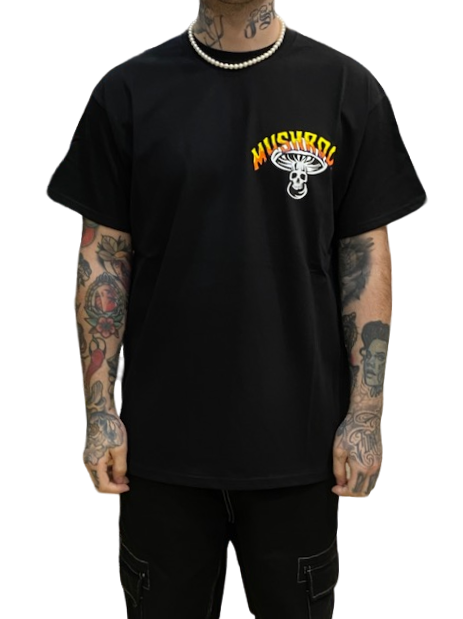 Mushroom T-shirt da uomo manica corta in cotone 12024-01 nero