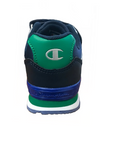 Champion scarpa sneakers da bambino con velcro Low Cut Erin S31370-F19-BS517 blu verde bianco