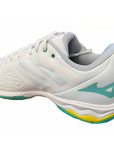 Mizuno Wave Exceed Light AC scarpa da tennis 61GA221923 white-turquoise-high visibility