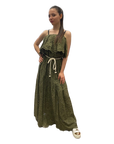 Yes Zee Abito lungo donna Boho A427 0905 1539 verde militare