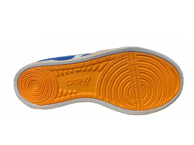 Asics scarpa sneakers da bambino con laccio elastico e velcro Aaron C6B7N 4901 blu-arancio