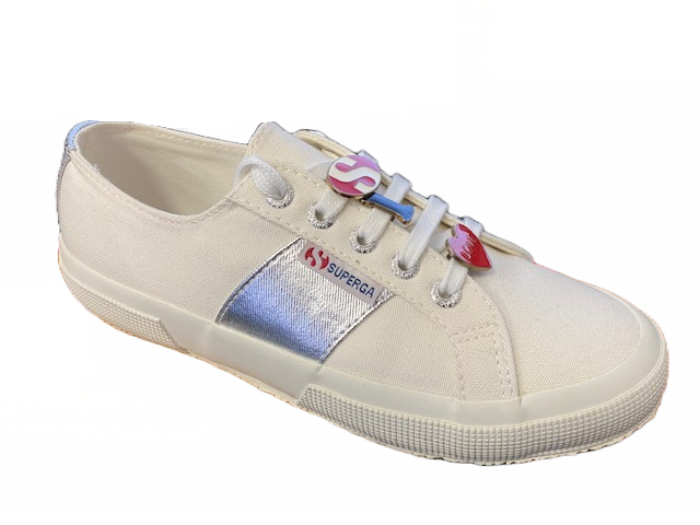 Superga 2750 cotcotmetw accessories sneakers in tela S00CFY0 C39 white-silver