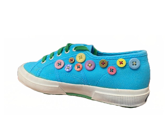 Superga 2750 cotj buttons scarpe sneakers in tela con bottoni S003730 G24 turquoise buttons