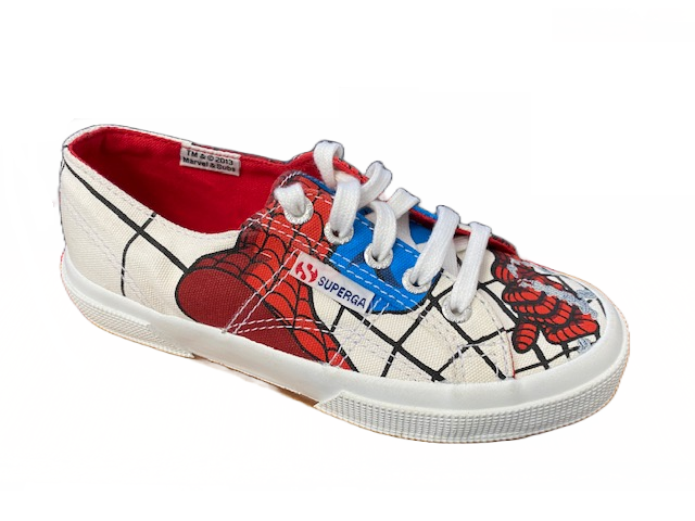Superga scarpa in tela da ragazzo Cartoon 2750 Spiderman S0067R0 974 bianco