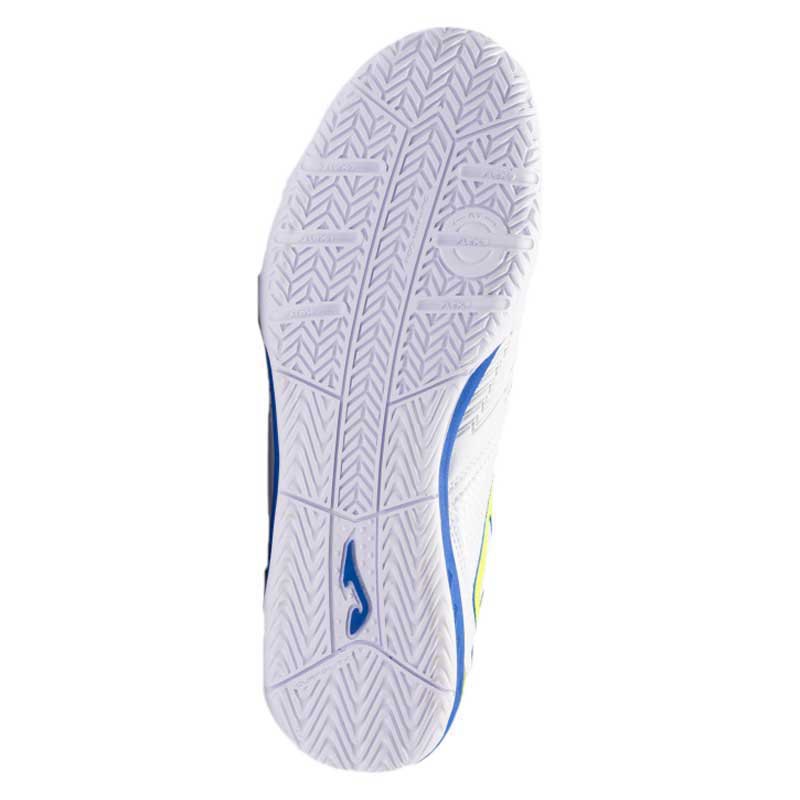 Scarpe da calcetto Joma Dribling 2302 bianco blu per sala indoor con suola in gomma antiscivolo