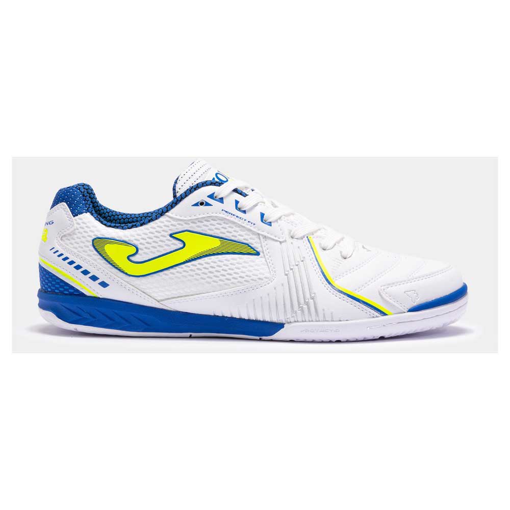 Scarpe da calcetto Joma Dribling 2302 bianco blu per sala indoor con suola in gomma antiscivolo