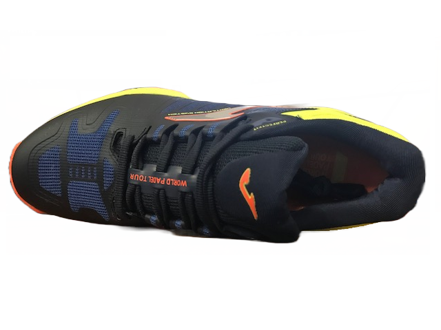 Scarpe da Padel Joma T.Slam Men 2204 TSLAMS2204P blu-limone - vista dall'alto con dettaglio tomaia in rete
