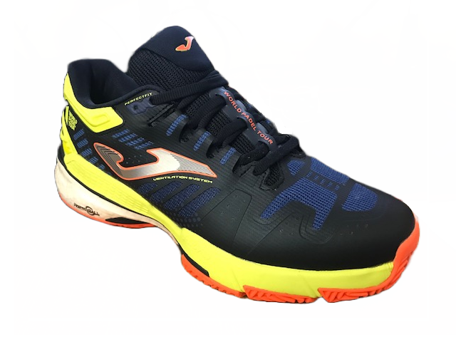 Scarpe da Padel Joma T.Slam Men 2204 TSLAMS2204P blu-limone - vista frontale con dettaglio colorazione