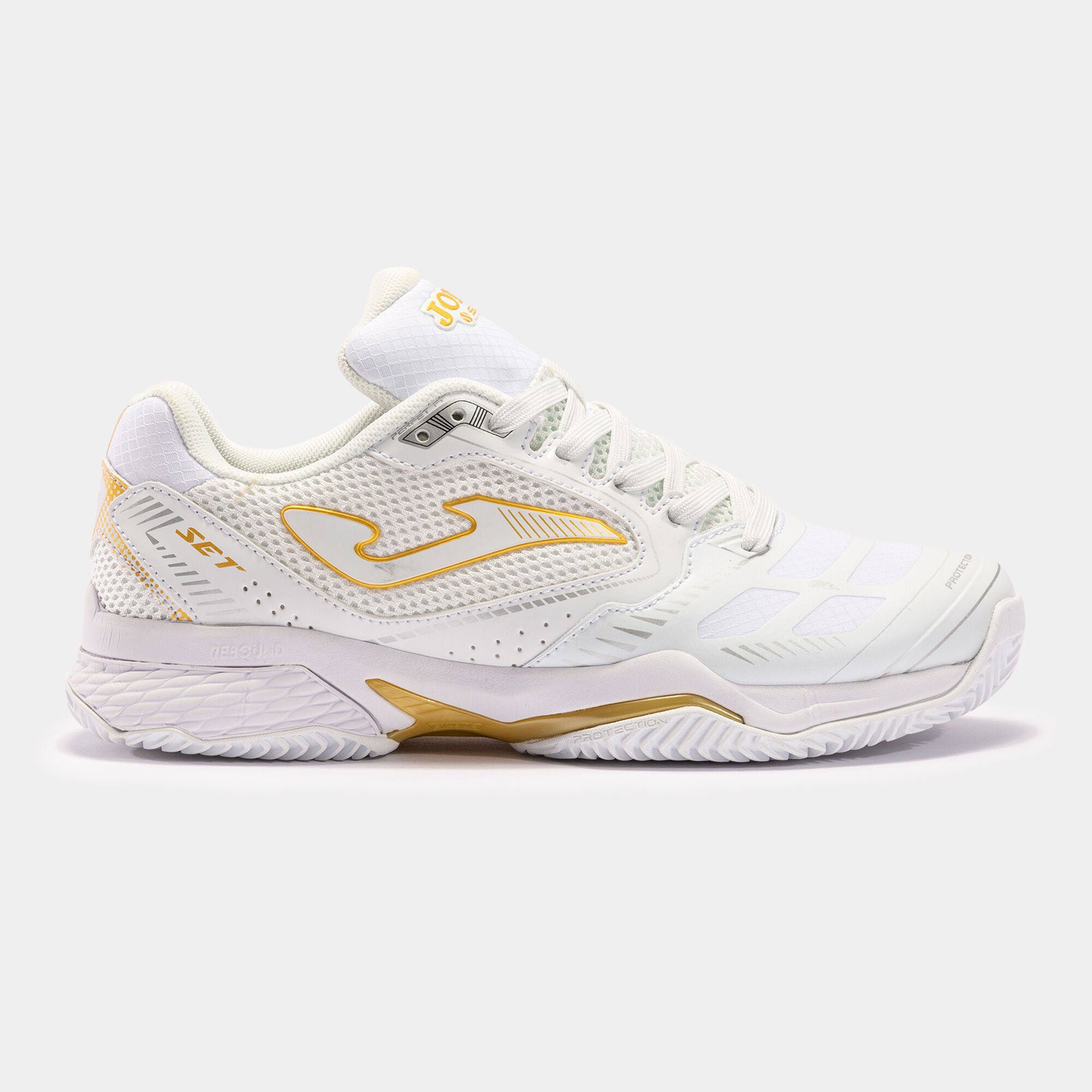Joma scarpa da tennis da donna Set 2202 bianco-oro frontale